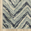 5' x 7' Blue Ivory Grey Beige & Light Blue Geometric Power Loom Stain Resistant Area Rug