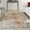 5' x 7' Gray and Ivory Geometric Dhurrie Area Rug