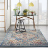 5' x 7' Blue and Ivory Power Loom Polypropylene Area Rug