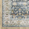 5' x 7' Blue Gold Rust Ivory and Olive Oriental Printed Stain Resistant Non Skid Area Rug