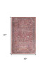 5' x 7' Brick Oriental Power Loom Distressed Washable Area Rug