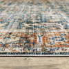 5' x 7' Blue Rust Gold and Olive Oriental Printed Stain Resistant Non Skid Area Rug