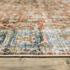 5' x 7' Rust Blue Ivory and Gold Oriental Printed Stain Resistant Non Skid Area Rug