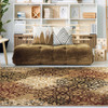 5' x 8' Gold and Gray Medallion Power Loom Stain Resistant Area Rug