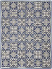 5' x 8' Blue Fleur De Lis Stain Resistant Non Skid Area Rug