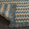 5' x 8' Teal Chevron Hand Woven Stain Resistant Area Rug with Fringe