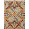 5' x 8' Beige Orange Blue Gold and Grey Abstract Power Loom Stain Resistant Area Rug