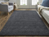 5' x 8' Black Wool Hand Woven Stain Resistant Area Rug