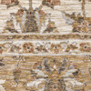 5' x 8' Ivory & Gold Oriental Power Loom Stain Resistant Polyester Area Rug with Fringe