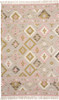 5' x 8' Pink Gold and Taupe Wool Geometric Dhurrie Flat Weave Handmade Area Rug