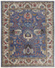 5' x 8' Blue and Red Wool Floral Hand Knotted Stain Resistant Area Rug