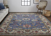 5' x 8' Blue and Red Wool Floral Hand Knotted Stain Resistant Area Rug