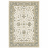 5' x 8' Ivory Grey and Blue Oriental Power Loom Stain Resistant Area Rug