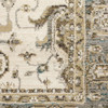 5' x 8' Ivory Grey and Blue Oriental Power Loom Stain Resistant Area Rug