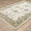 5' x 8' Ivory Grey and Blue Oriental Power Loom Stain Resistant Area Rug