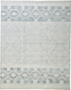 5' x 8' Ivory Blue and Gray Geometric Hand Knotted Area Rug