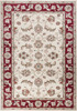 5' x 8' Ivory Red Bordered Floral Indoor Area Rug