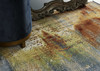 5' x 8' Blue Rust Orange Machine Woven Abstract Brushstrokes Indoor Area Rug
