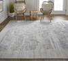 5' x 8' Gray & Blue Abstract Hand Woven Area Rug