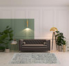 5' x 8' Green Blue and Ivory Abstract Hand Woven Area Rug