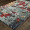 5' x 8' Blue and Red Abstract Power Loom Stain Resistant Area Rug