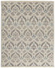 5' x 8' Ivory Gray and Blue Wool Floral Hand Knotted Stain Resistant Area Rug