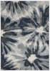 5' x 8' Ivory Blue Machine Woven Floral Indoor Area Rug