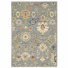 5' x 8' Grey Ivory Gold Salmon Red Blue and Green Oriental Power Loom Area Rug