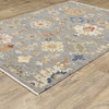 5' x 8' Grey Ivory Gold Salmon Red Blue and Green Oriental Power Loom Area Rug