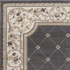 5' x 8' Grey Ivory Bordered Floral Indoor Area Rug