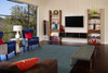 5' x 8' Gray and Blue Wool Hand Woven Stain Resistant Area Rug