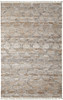 5' x 8' Tan Gray and Ivory Geometric Hand Woven Stain Resistant Area Rug with Fringe
