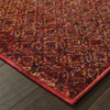 5' x 8' Red Gold and Blue Geometric Power Loom Stain Resistant Area Rug
