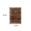 5' x 8' Red Gold and Green Oriental Power Loom Stain Resistant Area Rug
