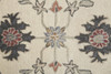 5' x 8' Ivory Blue and Tan Wool Floral Tufted Handmade Stain Resistant Area Rug