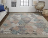 5' x 8' Pink Blue and Taupe Abstract Hand Woven Area Rug