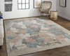 5' x 8' Pink Blue and Taupe Abstract Hand Woven Area Rug