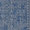 5' x 8' Blue and Silver Wool Floral Tufted Handmade Distressed Area Rug