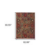 5' x 8' Red Gold Orange Green Ivory Rust and Blue Floral Power Loom Area Rug