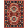 5' x 8' Red Blue Machine Woven Oriental Indoor Area Rug