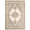 5' x 8' Beige and Ivory Oriental Power Loom Stain Resistant Area Rug