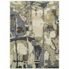5' x 8' Blue and Grey Abstract Power Loom Stain Resistant Area Rug