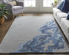 5' x 8' Gray Taupe and Blue Wool Abstract Tufted Handmade Area Rug