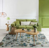 5' x 8' Teal Blue Machine Woven Floral Indoor Area Rug