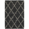 5' x 8' Charcoal and Grey Geometric Shag Power Loom Stain Resistant Area Rug