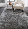 5' x 8' Gray Silver and Taupe Shag Tufted Handmade Stain Resistant Area Rug