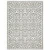 5' x 8' Grey and White Floral Power Loom Stain Resistant Area Rug