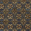 5' x 8' Blue and Gold Oriental Power Loom Stain Resistant Area Rug