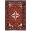 5' x 8' Red Blue Ivory and Orange Oriental Power Loom Stain Resistant Area Rug