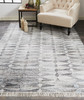 5' x 8' Gray Silver and Ivory Geometric Hand Woven Stain Resistant Area Rug with Fringe